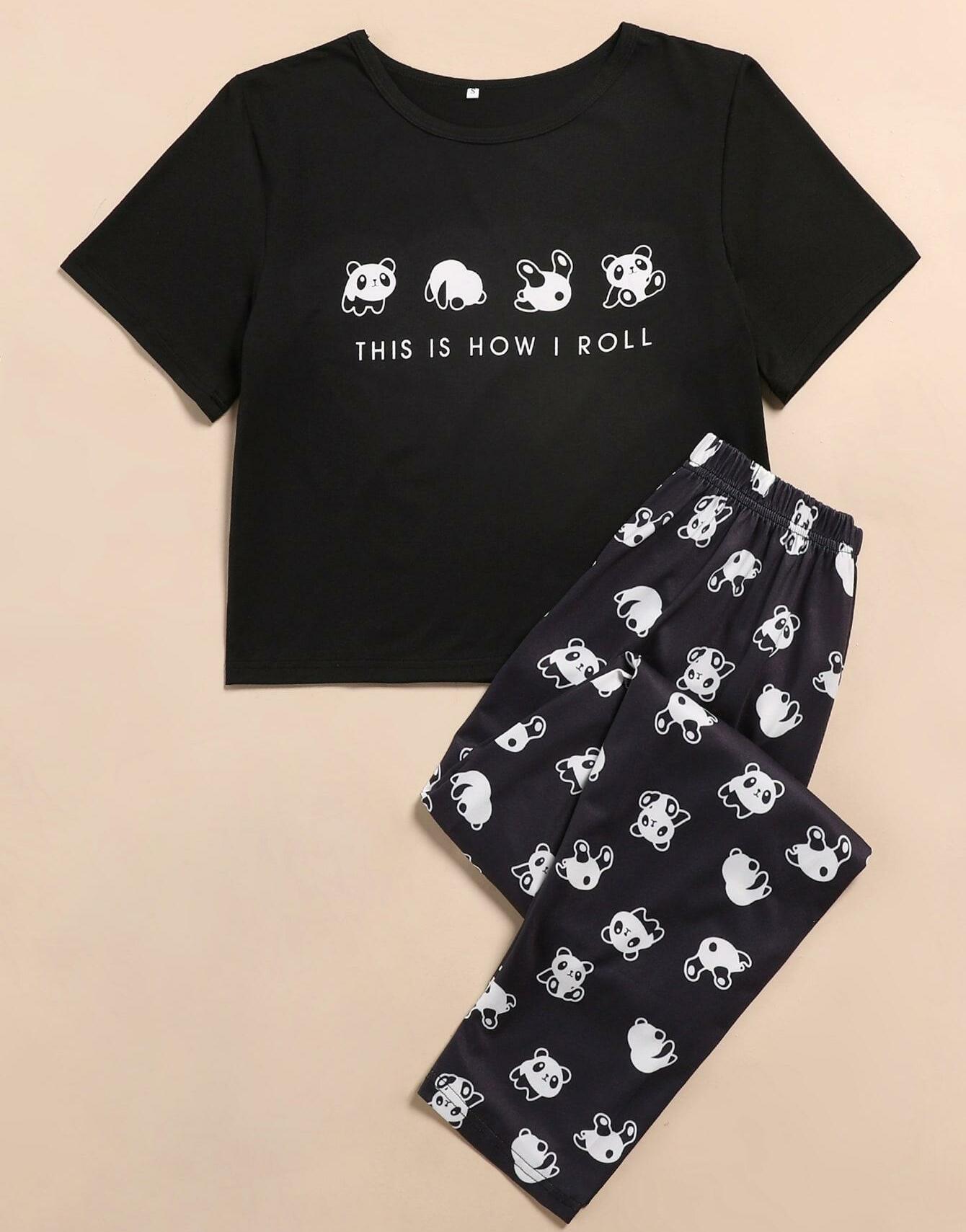 PIŻAMA KOMPLET T-SHIRT SPODNIE 
