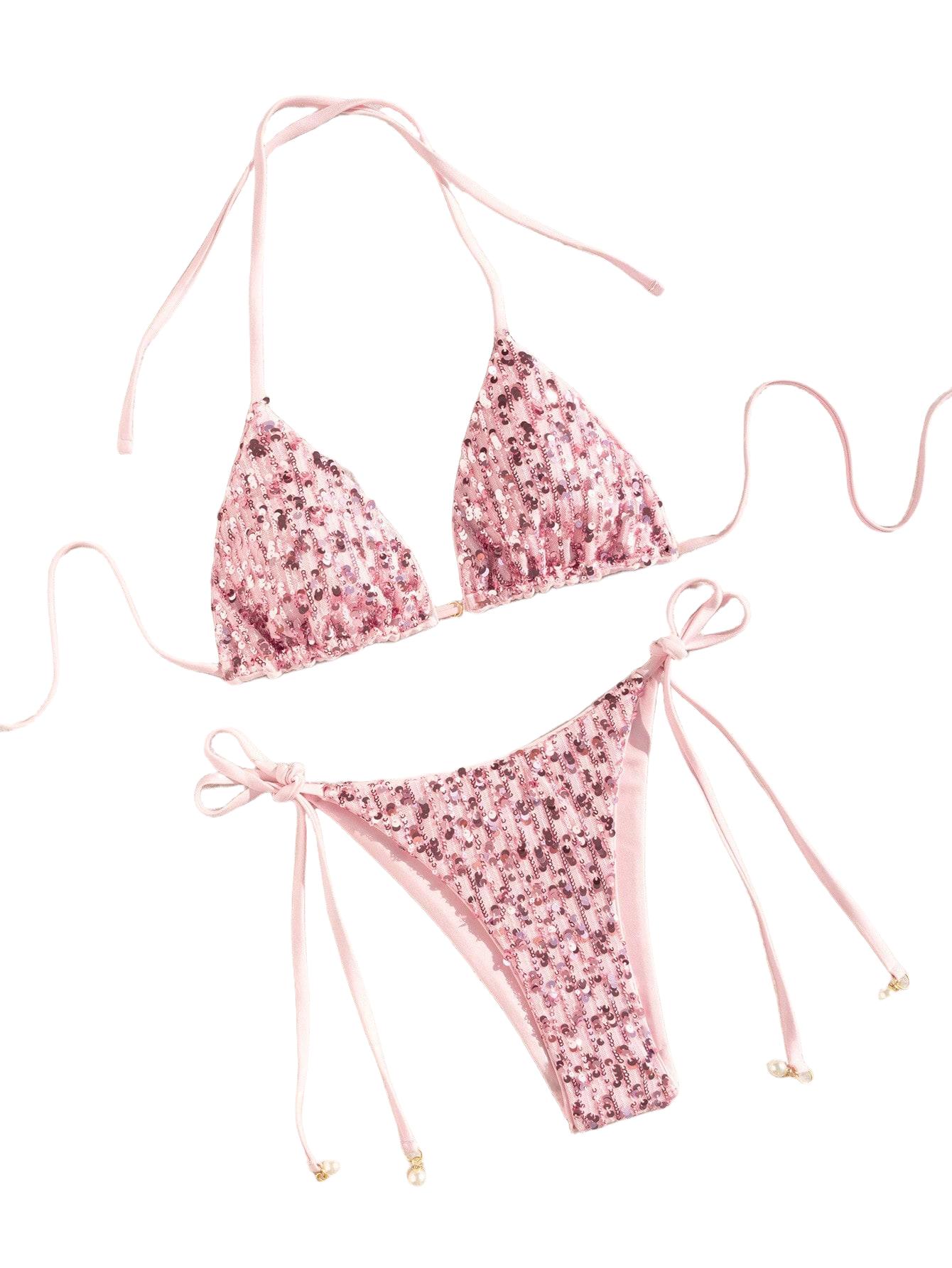 DWUCZĘŚCIOWE BIKINI DAMSKIE W CEKINY