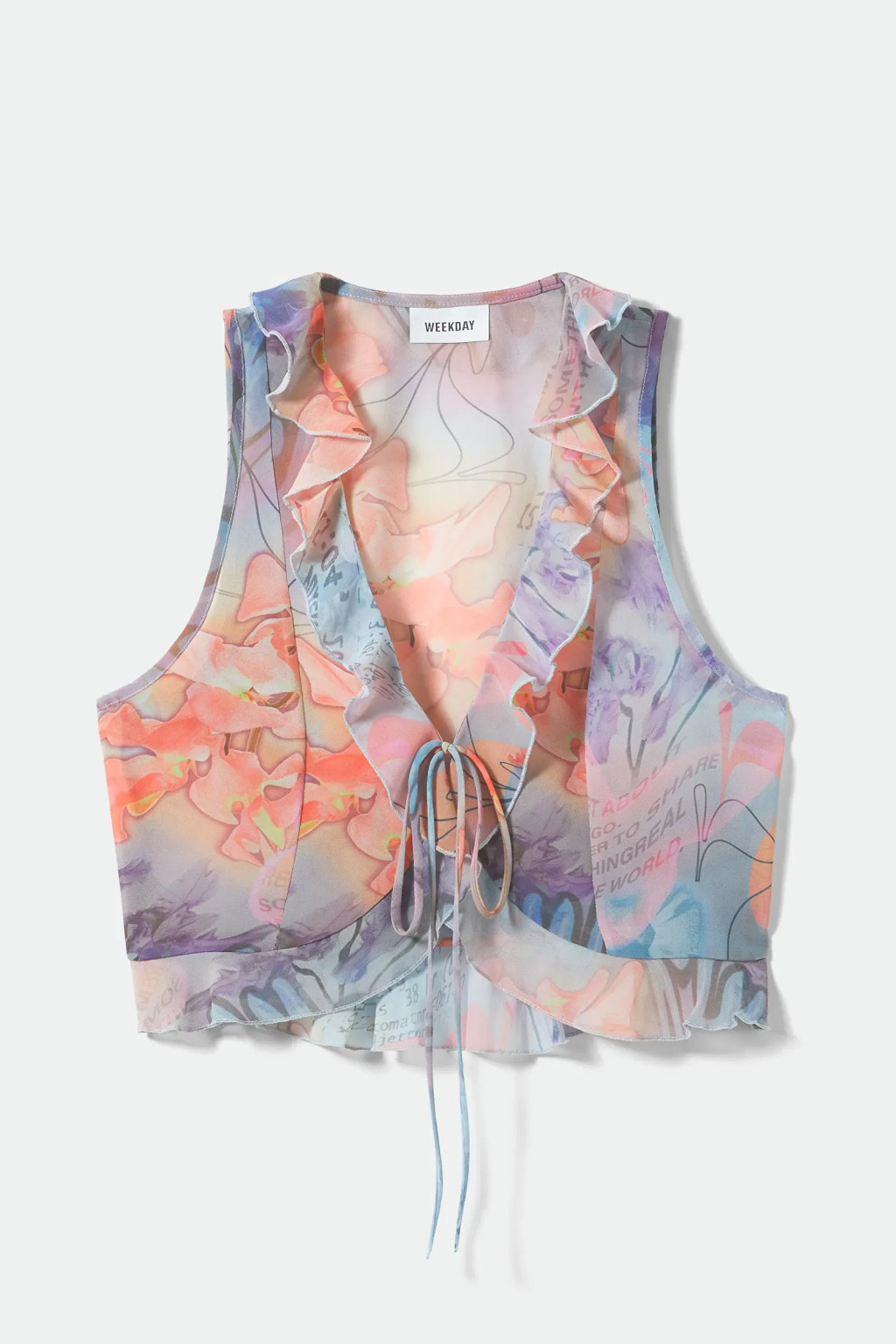 CROP TOP WIĄZANIE FALBANA
