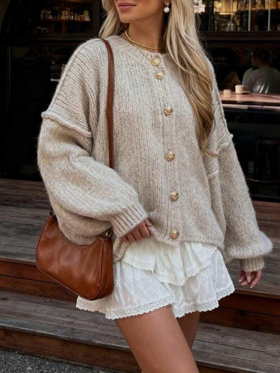 beżowy OVERSIZE sweter