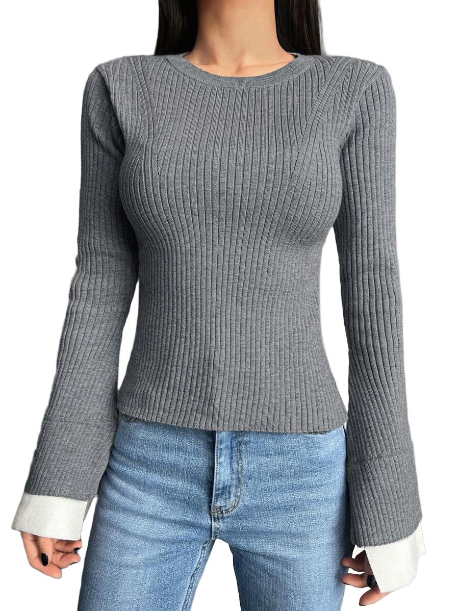 SWETER DAMSKI WISKOZOWY OKRĄGŁY DEKOLT 