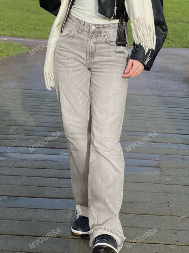SZARE LUŹNE SPODNIE JEANS 
