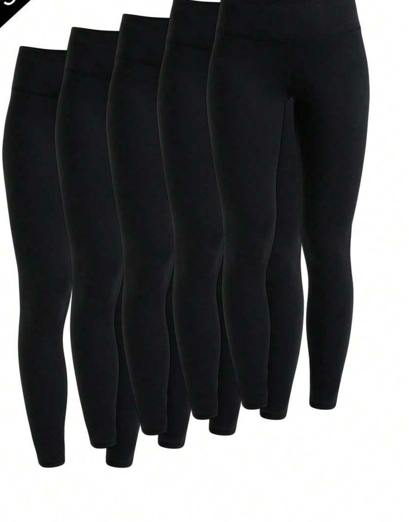 czarne gładkie legginsy 5-pack