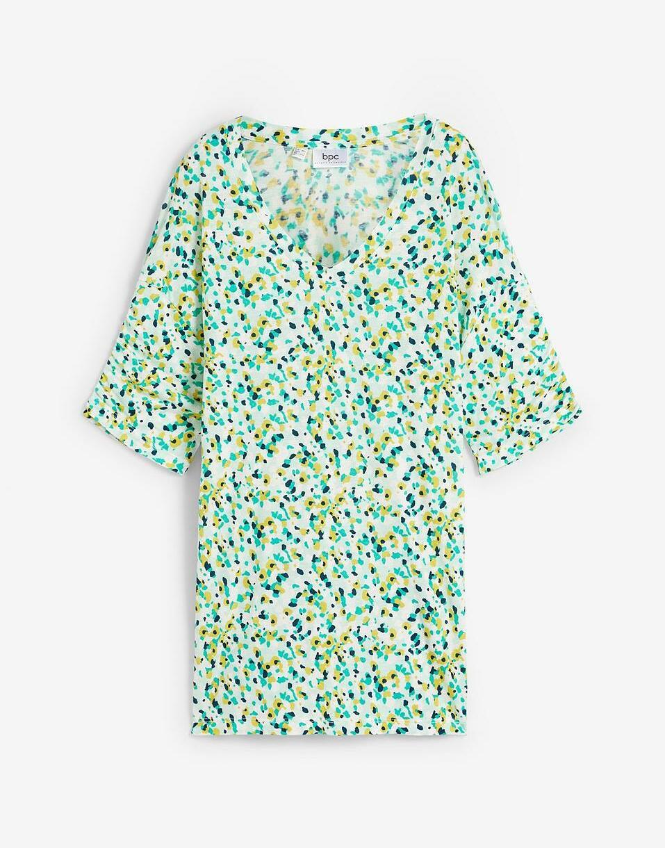 LUŹNA BLUZKA PLUS SIZE Z DEKOLTEM V WISKOZA KRÓTKI RĘKAW