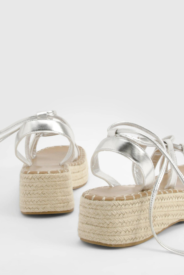 SREBRNE SANDAŁY platforma espadryle