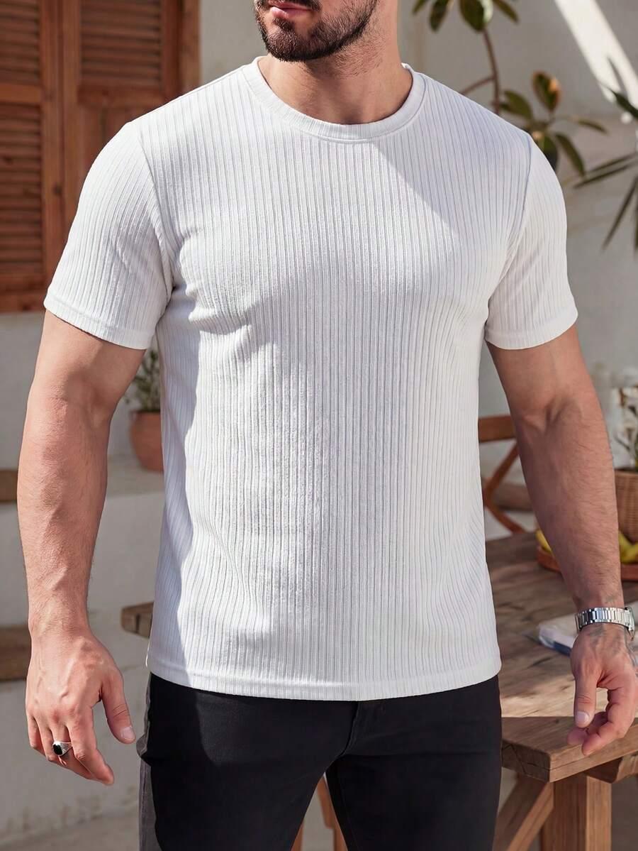 BIAŁY PRĄŻKOWANY T-SHIRT