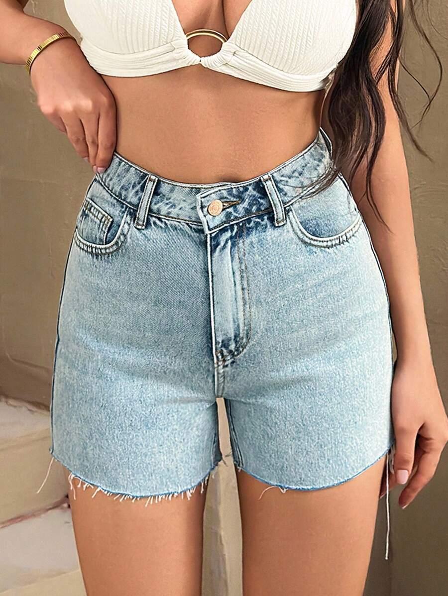 KRÓTKIE SPODENKI JEANS WYSOKI STAN KIESZENIE