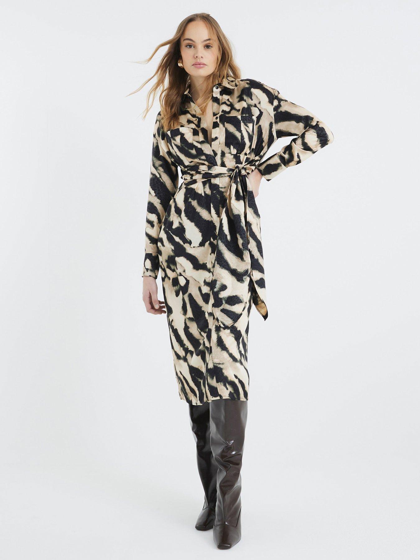RIVER ISLAND SUKIENKA MIDI KOSZULOWA Z WIĄZANIEM 