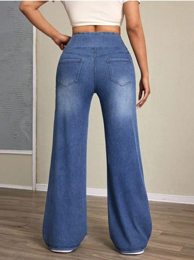 SPODNIE JEANS Z GUMKĄ W PASIE