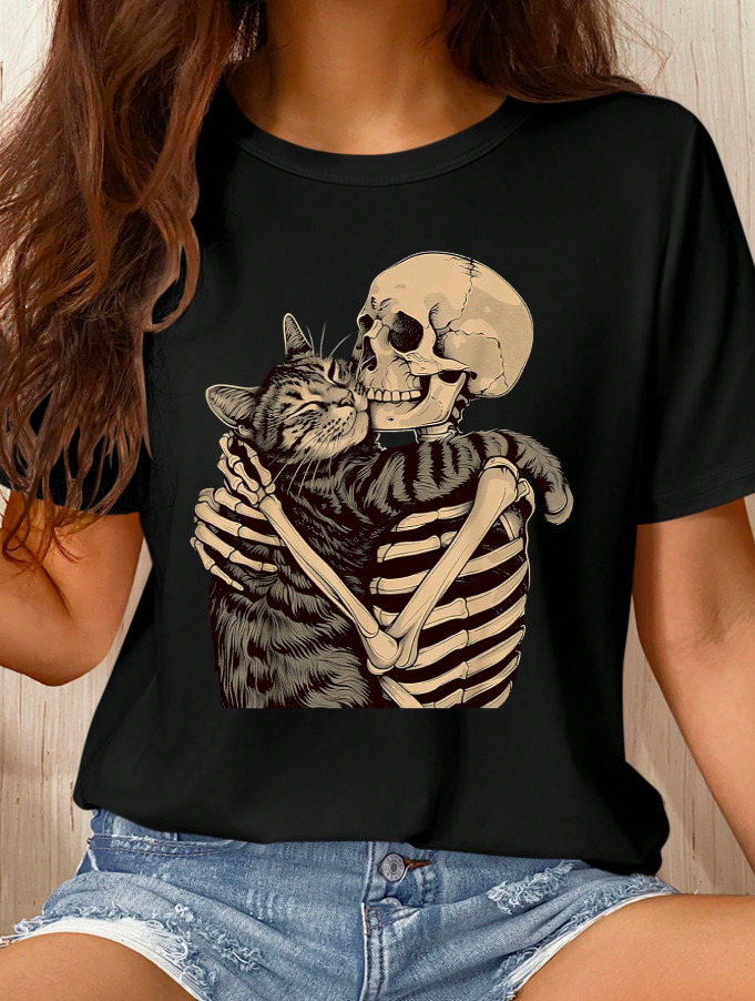 CZARNY T-SHIRT NADRUK