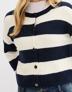 rozpinany sweter w paski