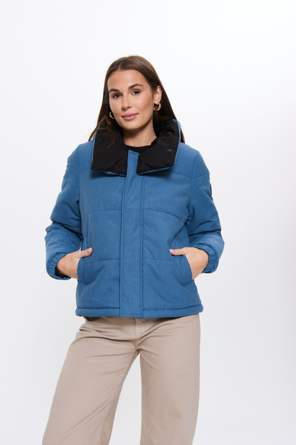 niebieska pikowana kurtka 1500045-5950