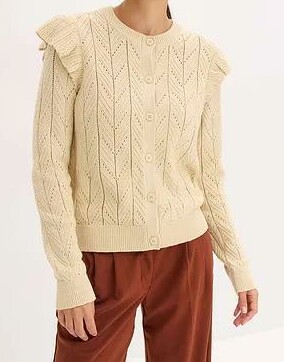 SWETER ROZPINANY AŻUROWY Z BAWEŁNY