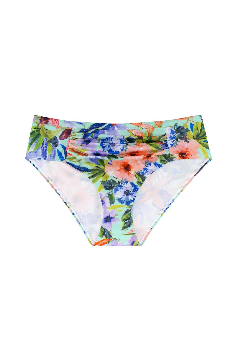 dół od bikini marszczenia tropical print