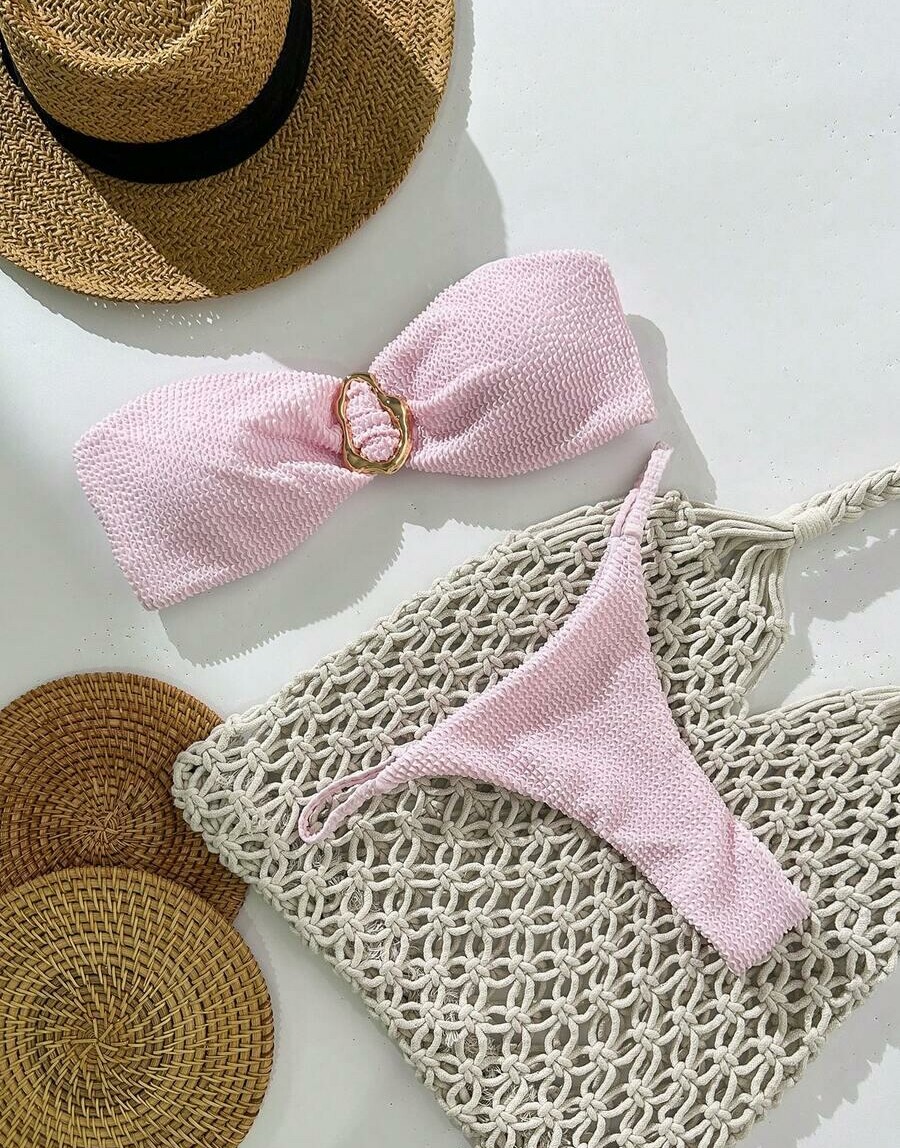RÓŻOWY KOMPLET BIKINI STRUKTURA