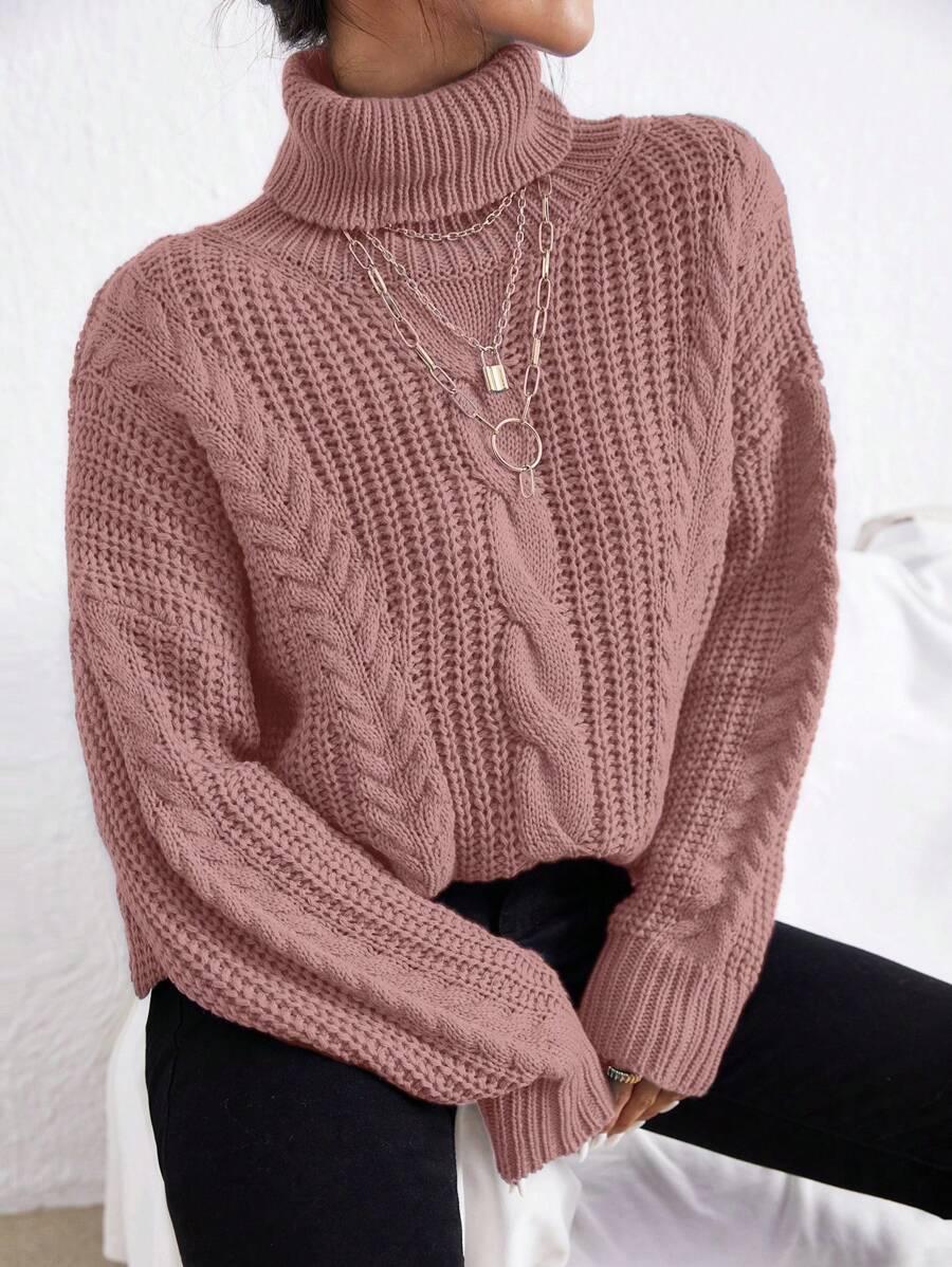 RÓŻOWY SWETER Z GOLFEM SPLOT