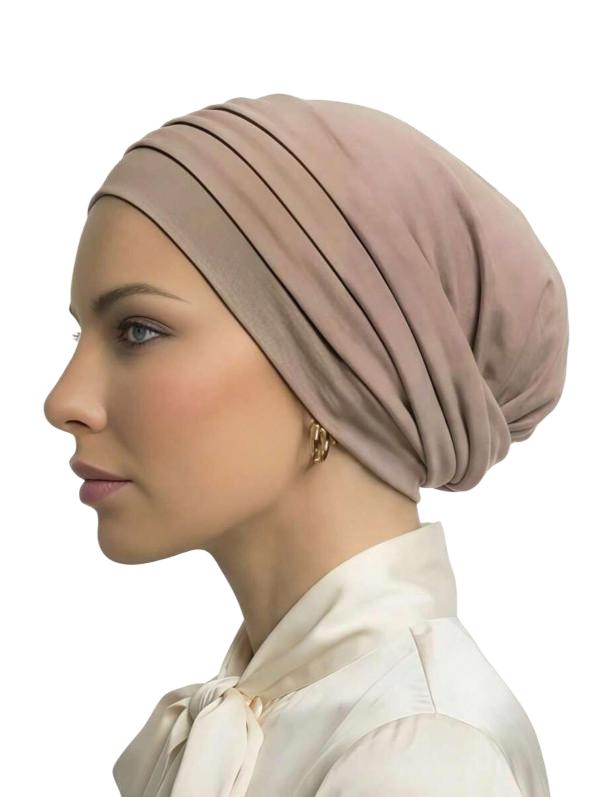 BEŻOWY TURBAN NA GŁOWĘ