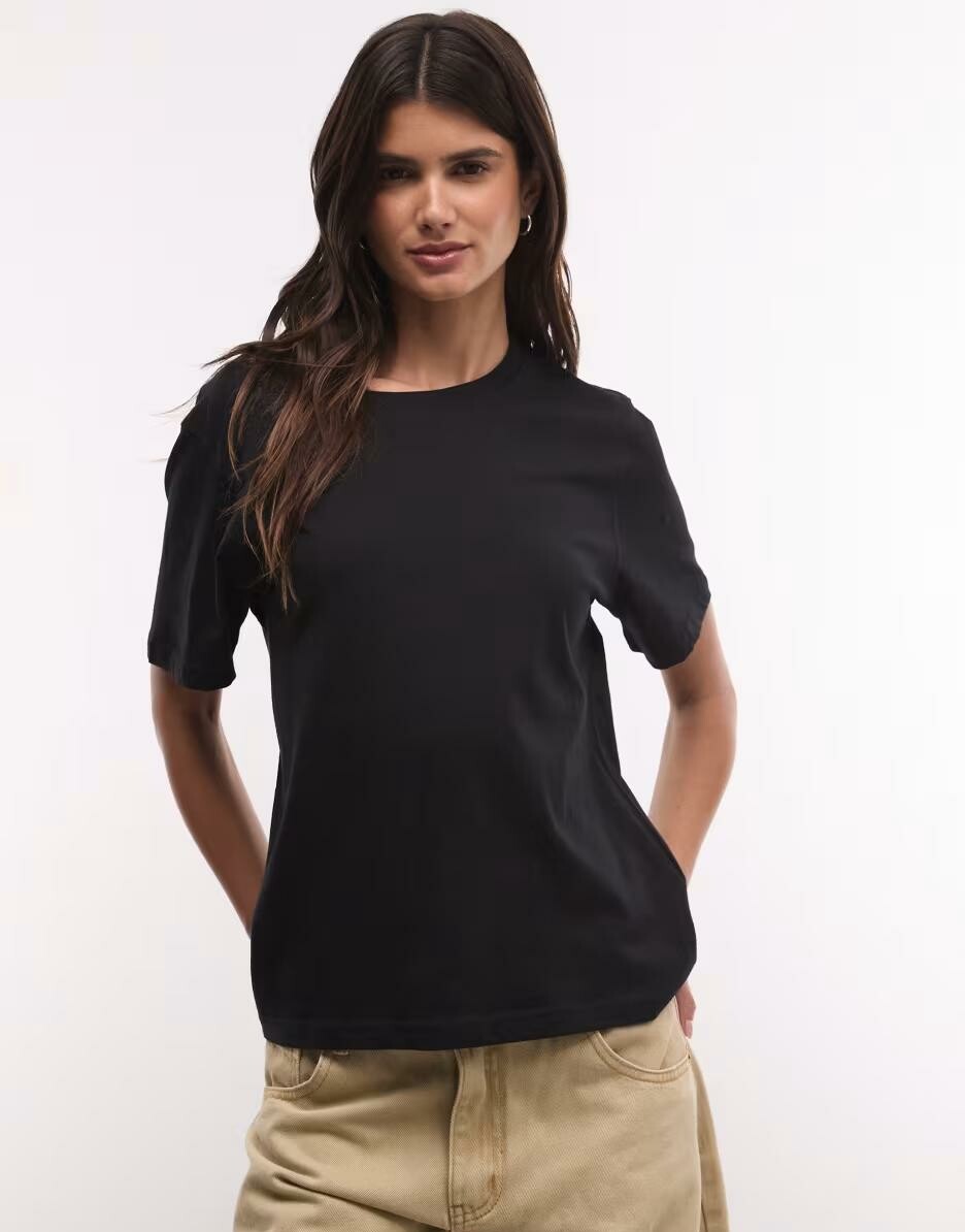 klasyczny czarny bawełniany luźny t-shirt