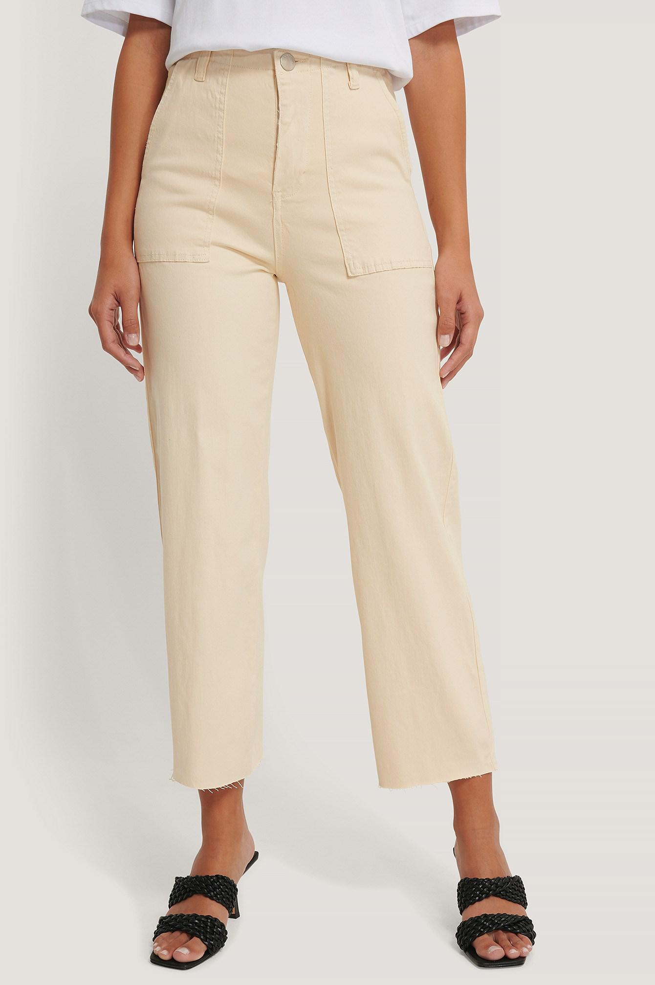 BEŻOWE SPODNIE JEANS