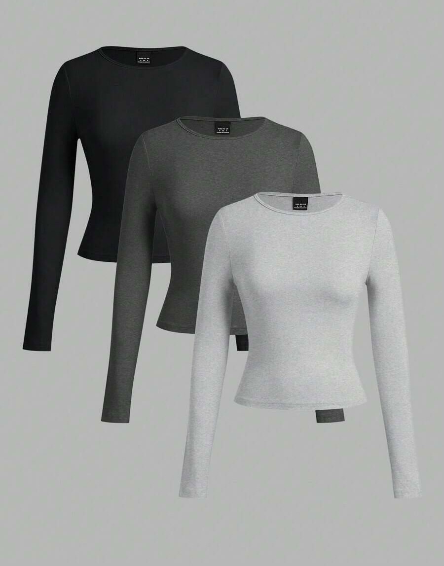 czarna bluzka długi rękaw 2-pack