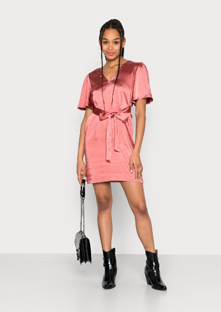 SATYNOWA MINI SUKIENKA V NECK 