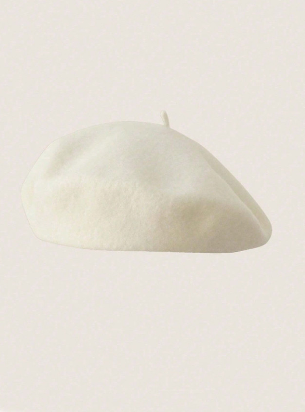 kremowy czapka beret 