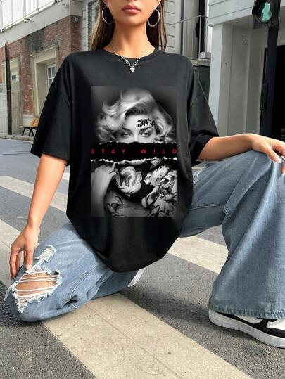 t-shirt oversize nadruk