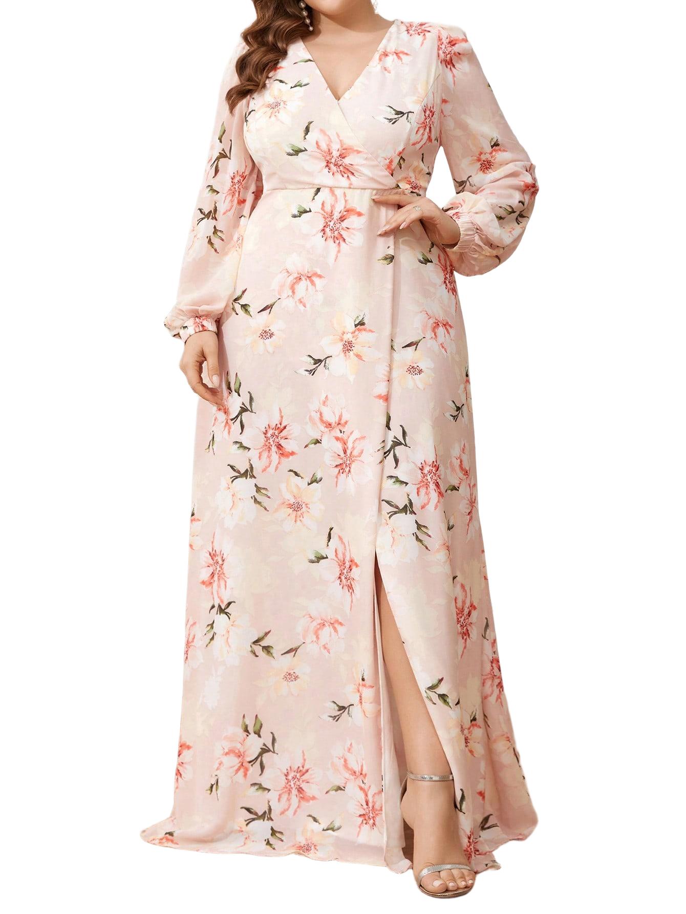 SUKIENKA MAXI KWIATOWA KLASYCZNA PLUS SIZE Z ZAMKIEM