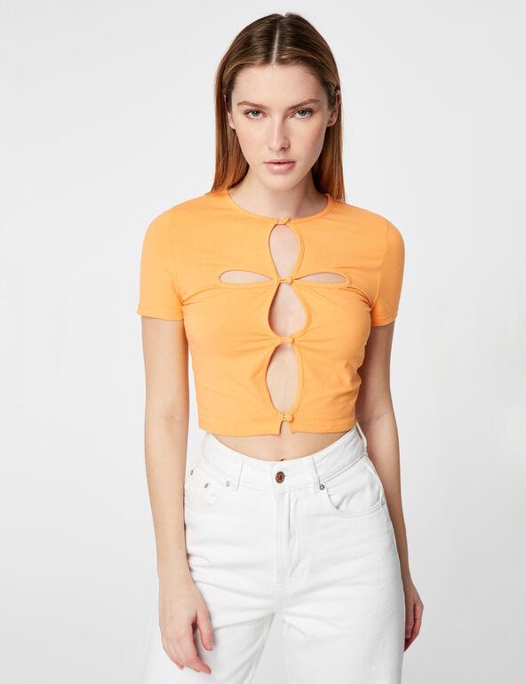 POMARAŃCZOWY T-SHIRT WYCIĘCIA