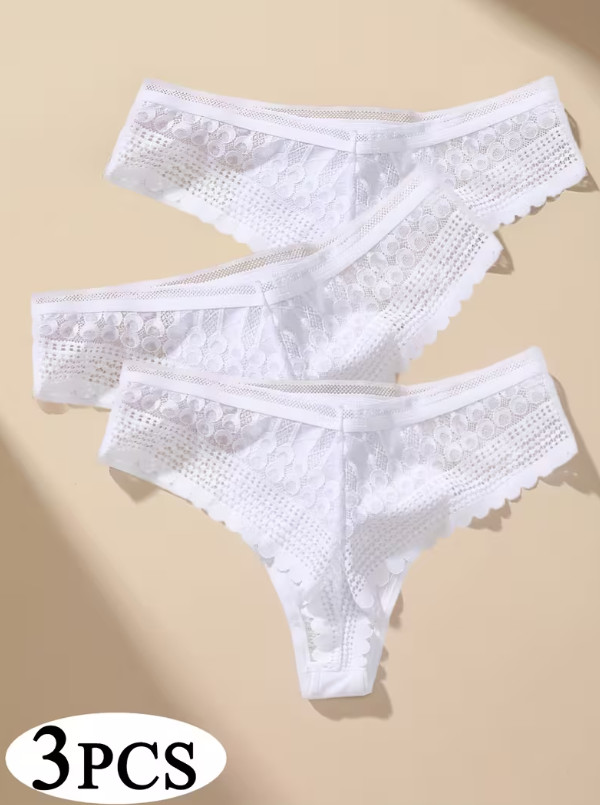 białe majtki koronka 3-pack