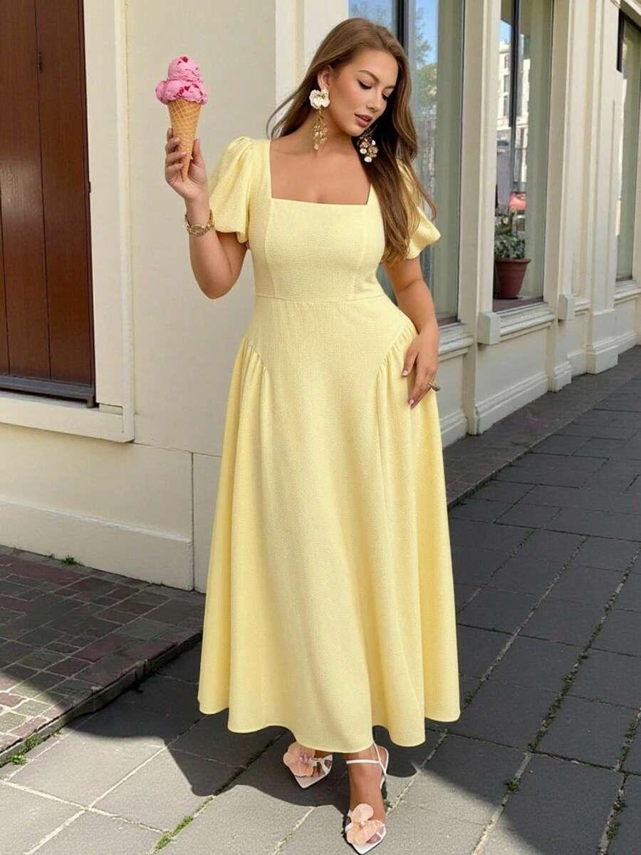 ŻÓŁTA MAXI SUKIENKA
