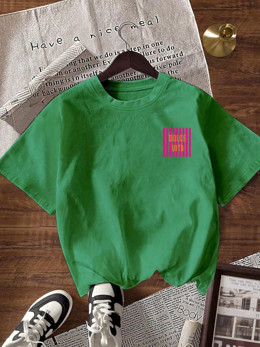 zielony T-shirt nadruk