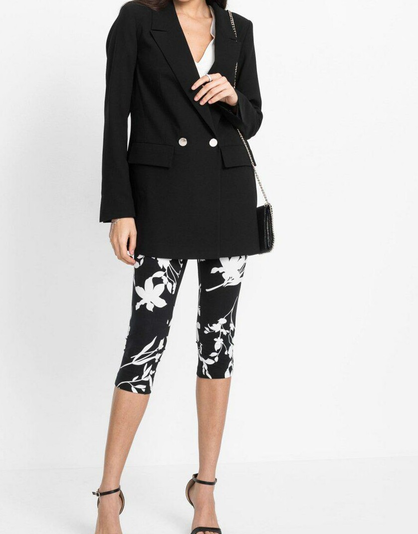 LEGGINSY DAMSKIE 3/4 BAWEŁNIANE KWIATY