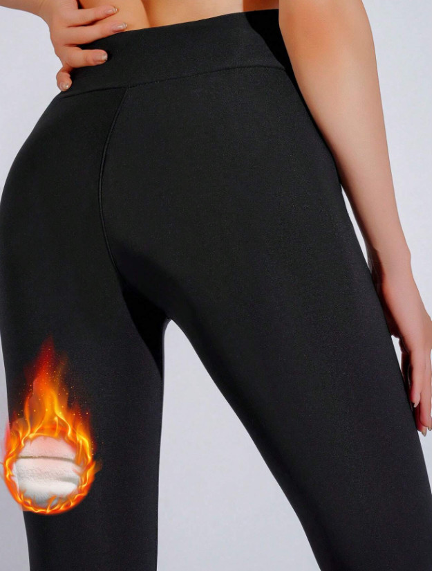 CZARNE OCIEPLANE LEGGINSY 