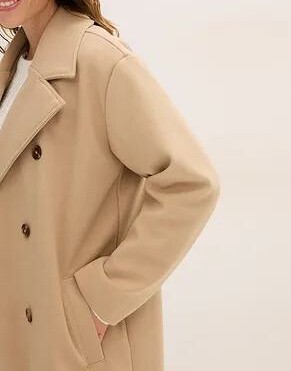 PŁASZCZ DAMSKI PLUS SIZE ECRU DO POŁOWY ŁYDKI
