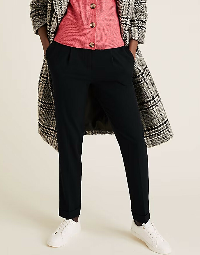 GRANATOWE SPODNIE CASUAL T59-5010-F0