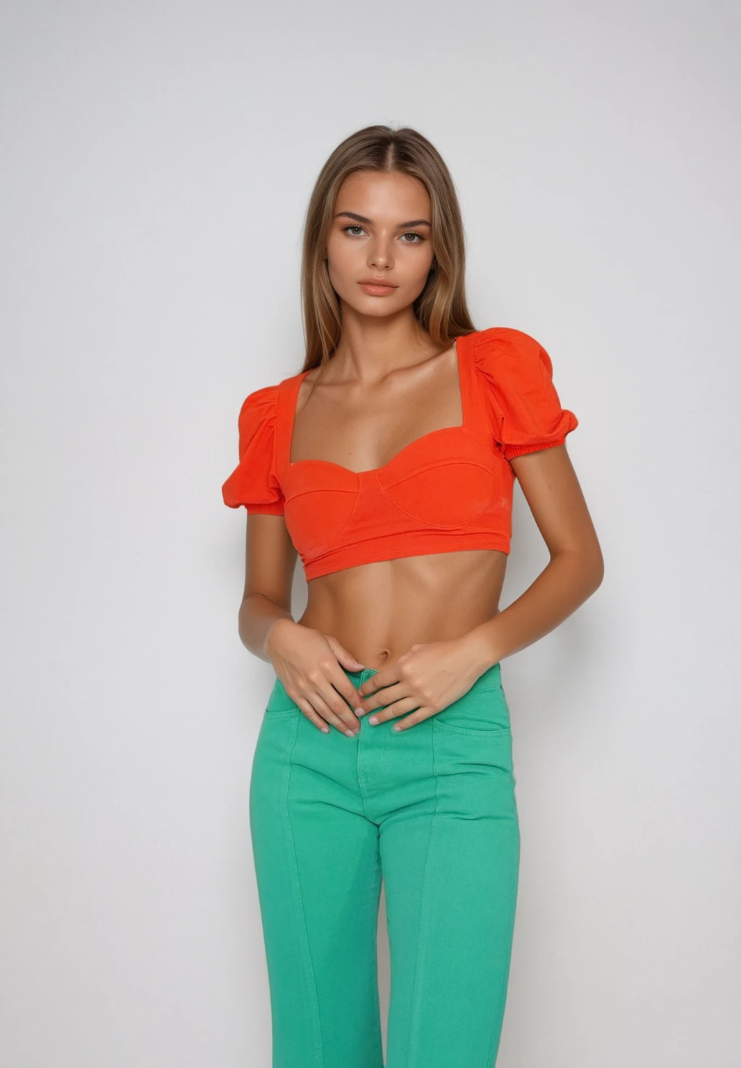 czerwony crop top krótki rękaw
