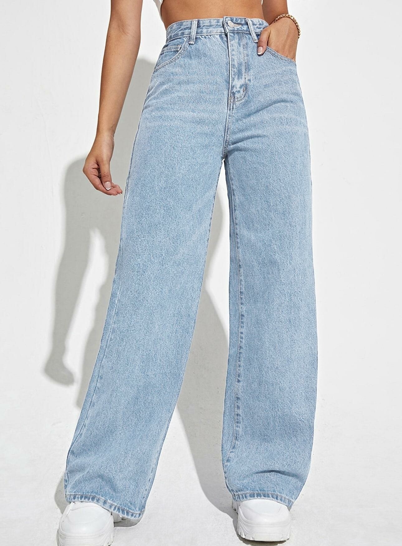 NIEBIESKIE SPODNIE JEANS wysoki stan