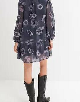SUKIENKA KWIATOWA KLASYCZNA PLUS SIZE DŁUGI RĘKAW