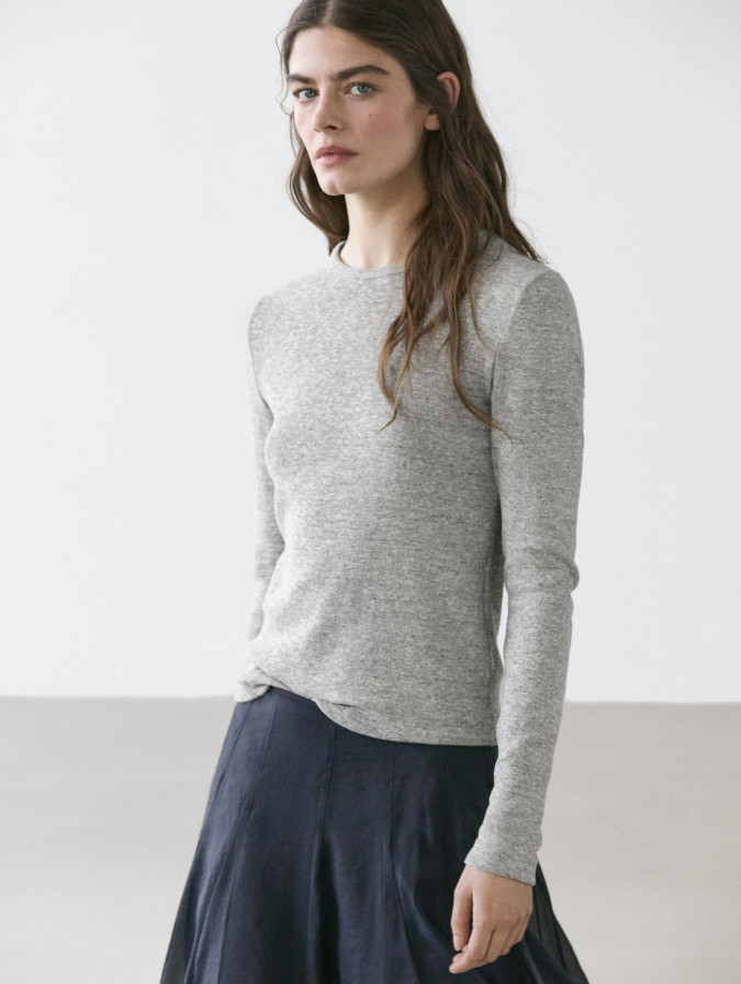szara bluzka długi rękaw