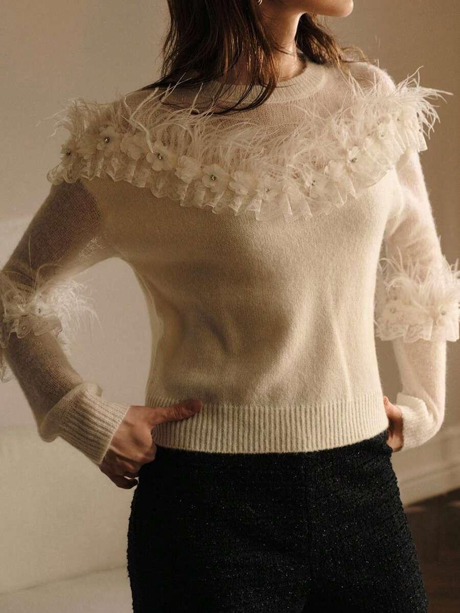 sweter z domieszką wełny