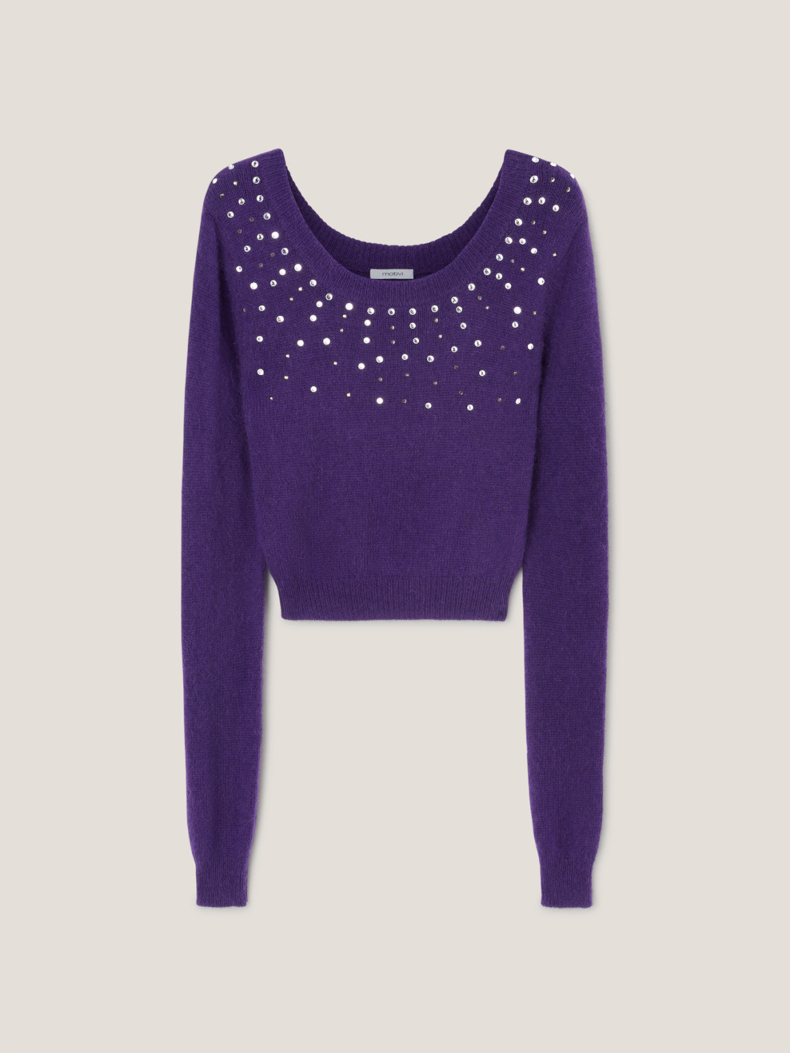 fioletowy sweter zdobienie