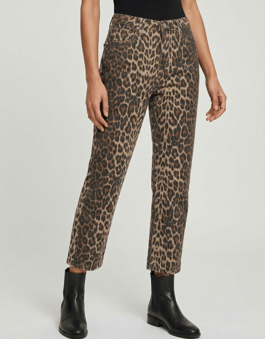 spodnie jeans animal print