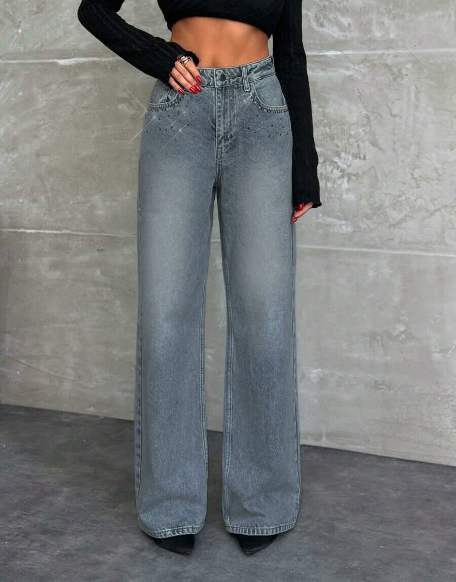spodnie jeans zdobienia dżety