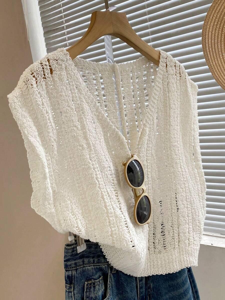 AŻUROWA KAMIZELKA V-NECK