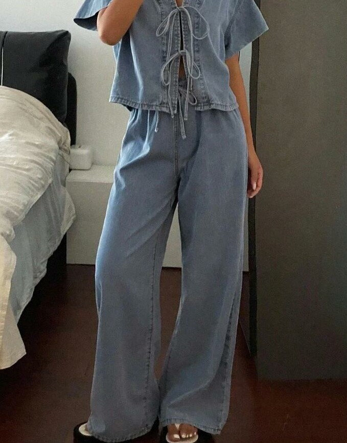niebieskie spodnie casual