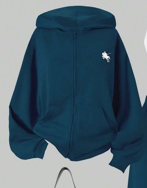 niebieska bluza rozpinana kaptur 