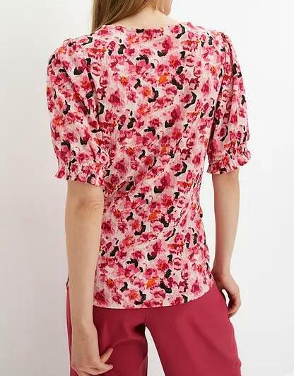 BLUZKA DAMSKA PLUS SIZE KRÓTKI RĘKAW KWIATY