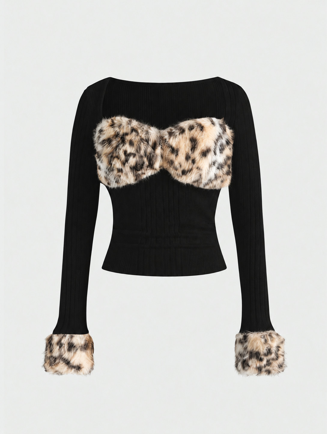 czarny sweter animal print