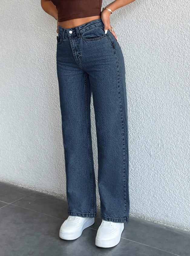 GRANATOWE SPODNIE JEANS 